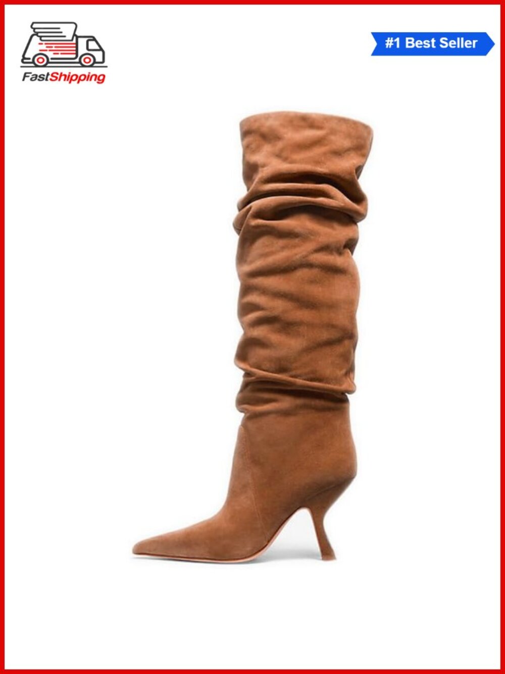 ✨ Slouch Knee High Boots Kitten Heel Heeled Tall Long Pointed Toe Side Zip